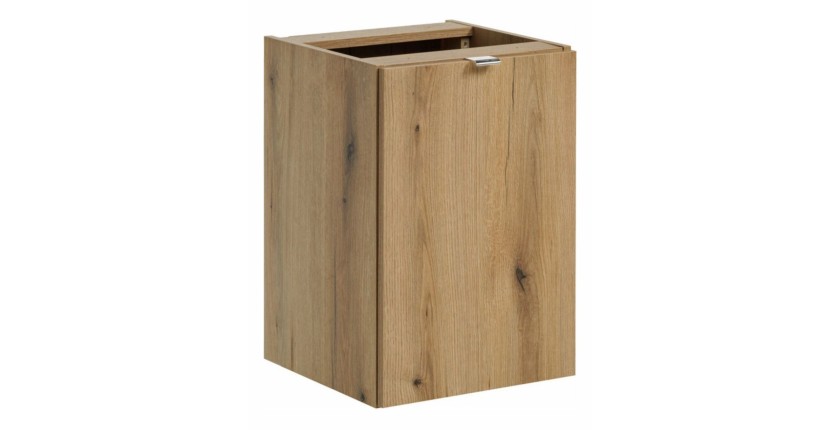 Set da bagno VANO effetto rovere e bianco 140cm: mobili sotto lavabo con cassetti e cesto per la biancheria + piano per lavabo