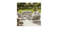 Salon de jardin 7 places CLASSICA aluminium gris avec rotin et table basse