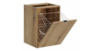 Set bagno VANO effetto quercia e nero 140cm: mobiletto sottolavabo con cassetti e cesto per la biancheria + piano per lavabo