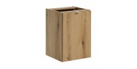 Set bagno VANO effetto quercia e nero 140cm: mobiletto sottolavabo con cassetti e cesto per la biancheria + piano per lavabo