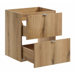 Badezimmer-Set VANO Eichenoptik 50cm: Unterschränke mit Schubladen + Platte für Waschbecken + Aufsatzwaschbecken