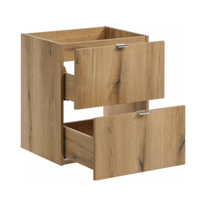 Conjunto de baño suspendido VANO acabado en roble 50cm: mueble bajo lavabo con cajones + encimera para lavabo