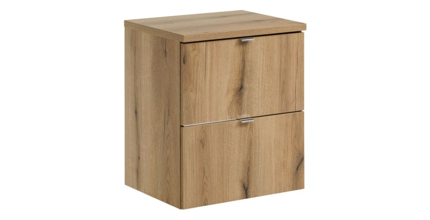 Ensemble VANO chêne 50cm : meuble sous vasque à tiroirs et plan pour vasque