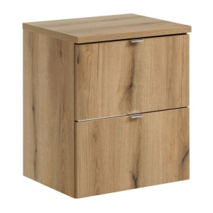 Ensemble VANO chêne 50cm : meuble sous vasque à tiroirs et plan pour vasque
