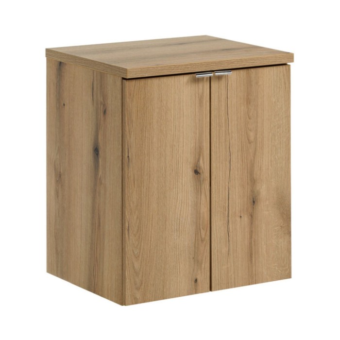 Ensemble VANO chêne 50cm : meuble sous vasque à placards et plan pour vasque