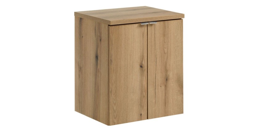 Ensemble VANO chêne 50cm : meuble sous vasque à placards et plan pour vasque