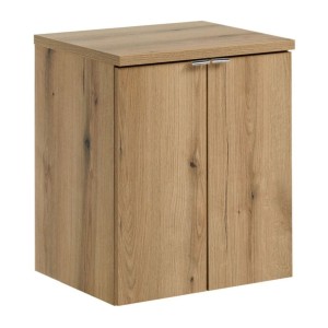 Ensemble VANO chêne 50cm : meuble sous vasque à placards et plan pour vasque