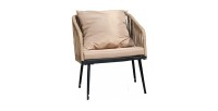 Salon de jardin 4 places STRAPA beige avec corde tressée et table basse