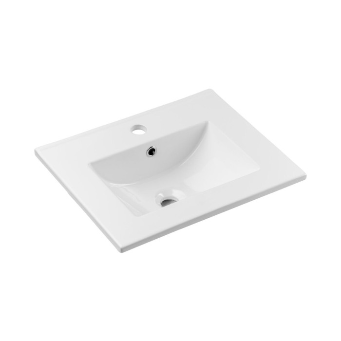 Conjunto de baño suspendido VANO acabado en roble y blanco 50cm: muebles bajo lavabo con cajones + lavabo integrado