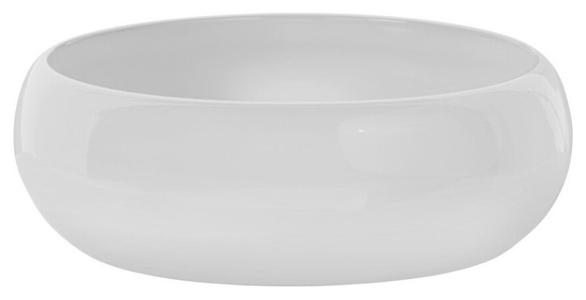 Vasque à poser ronde 36 cm en céramique blanche brillante