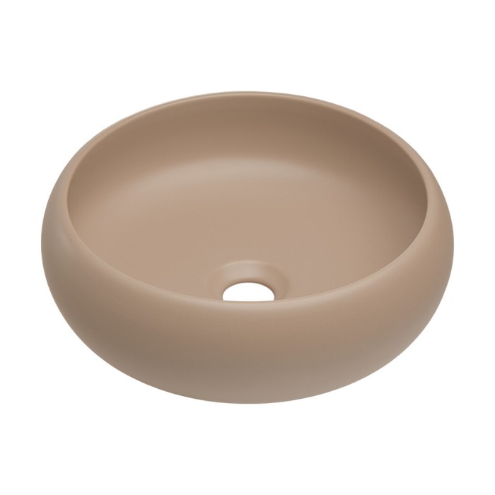 Lavabo de sobreponer redondo de 36 cm en cerámica color capuchino