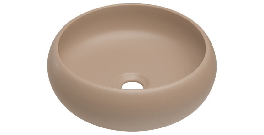 Vasque à poser ronde 36 cm en céramique coloris cappuccino