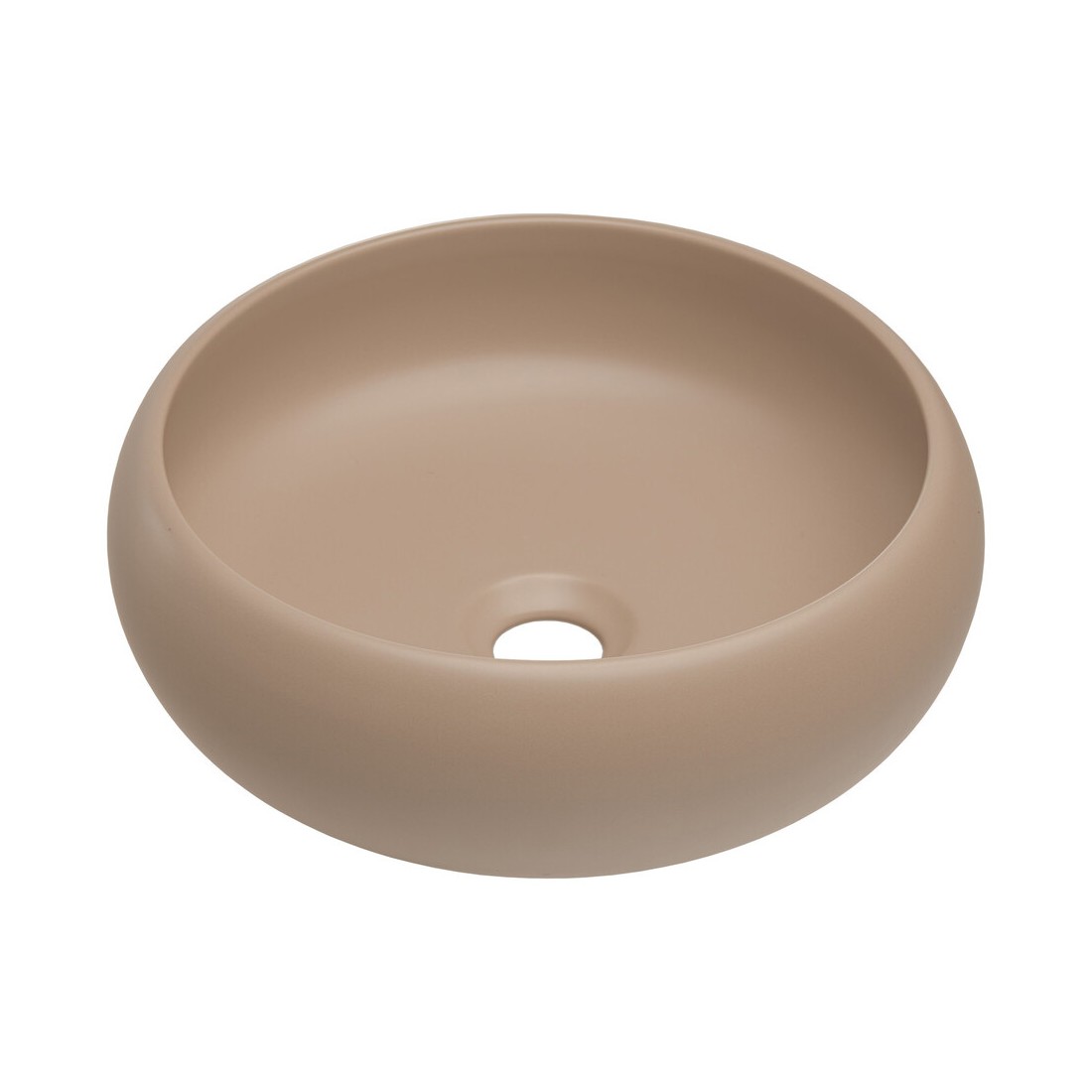 Vasque à poser ronde 36 cm en céramique coloris cappuccino