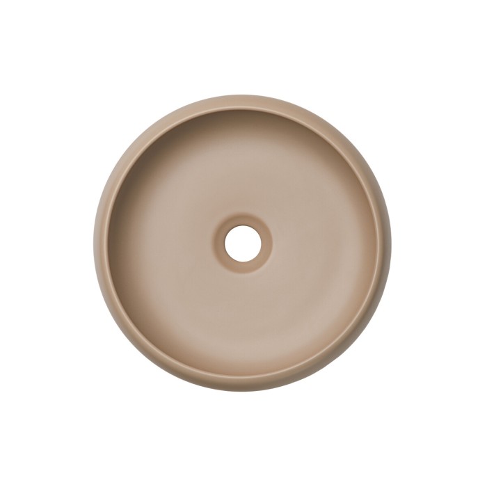 Lavabo de sobreponer redondo de 36 cm en cerámica color capuchino