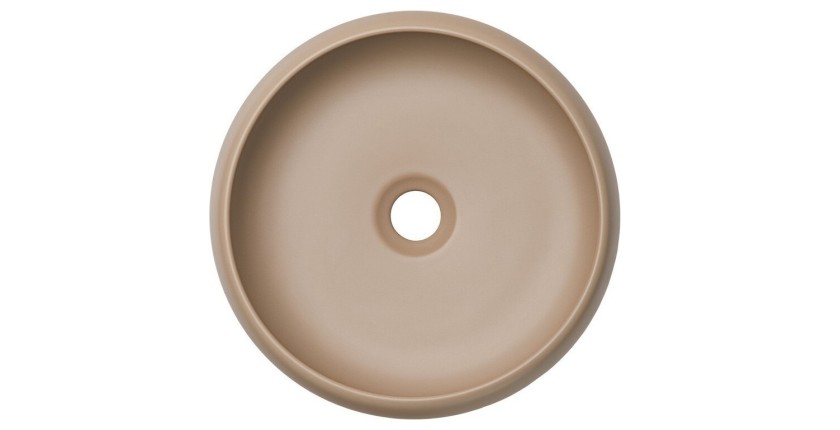 Vasque à poser ronde 36 cm en céramique coloris cappuccino