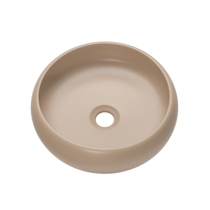 Lavabo de sobreponer redondo de 36 cm en cerámica color capuchino