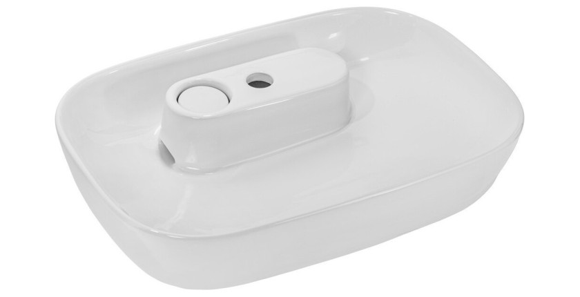 Vasque à poser ovale 60x41 cm en céramique blanche brillante