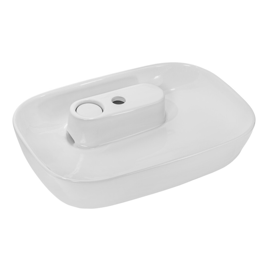 Vasque à poser ovale 60x41 cm en céramique blanche brillante