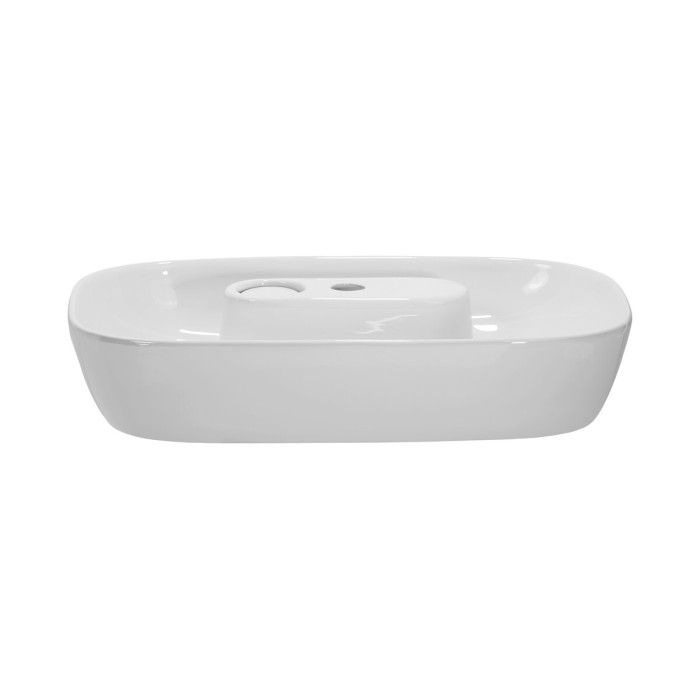 Lavabo da appoggio ovale 60x41 cm in ceramica bianca lucida