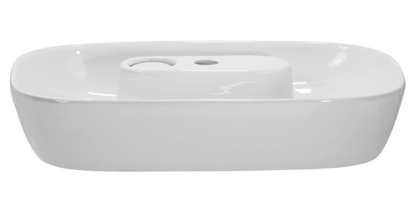 Vasque à poser ovale 60x41 cm en céramique blanche brillante