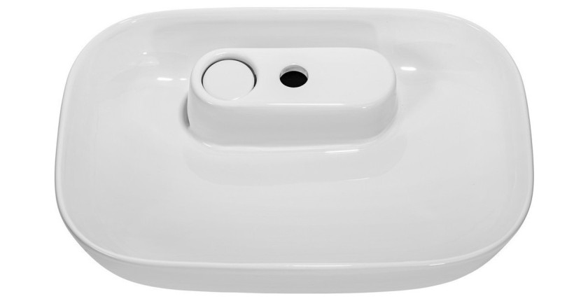 Vasque à poser ovale 60x41 cm en céramique blanche brillante