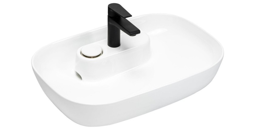 Vasque à poser ovale 60x41 cm en céramique blanche brillante