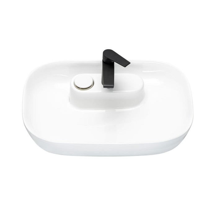 Lavabo da appoggio ovale 60x41 cm in ceramica bianca lucida