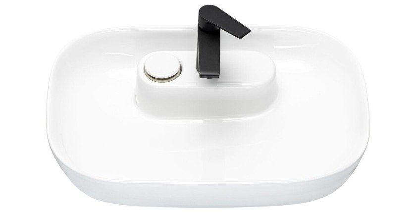 Vasque à poser ovale 60x41 cm en céramique blanche brillante