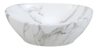 Vasque à poser ovale 41x33 cm en céramique blanche effet marbre