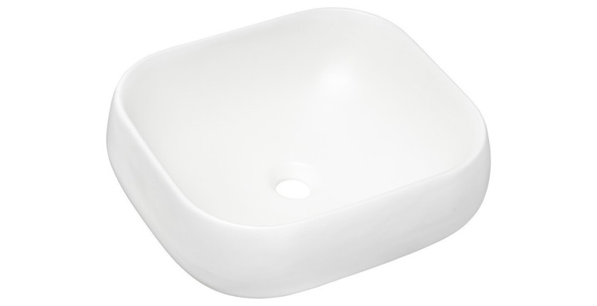 Vasque à poser rectangulaire 45x40 cm en céramique blanche mate