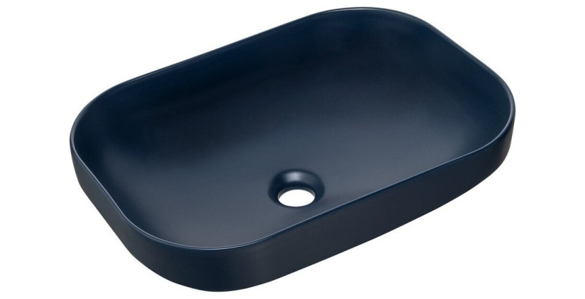 Vasque à poser rectangulaire 50,4x35,2 cm en céramique bleu marine mate
