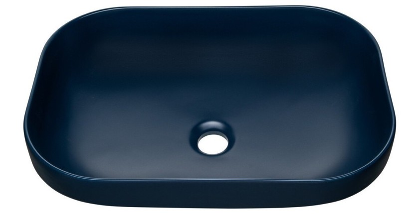 Vasque à poser rectangulaire 50,4x35,2 cm en céramique bleu marine mate