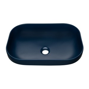 Vasque à poser rectangulaire 50,4x35,2 cm en céramique bleu marine mate