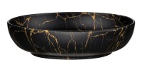 Vasque à poser ovale 52x39,5 cm noir et doré effet marbre en céramique