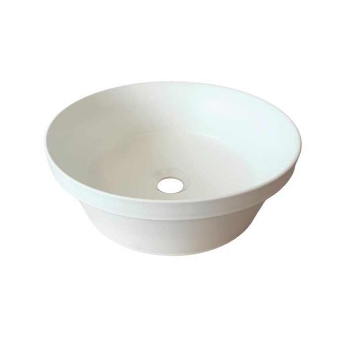 Lavabo da appoggio rotondo 40 cm bianco opaco in ceramica
