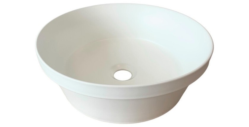 Vasque à poser ronde 40 cm blanc mat en céramique