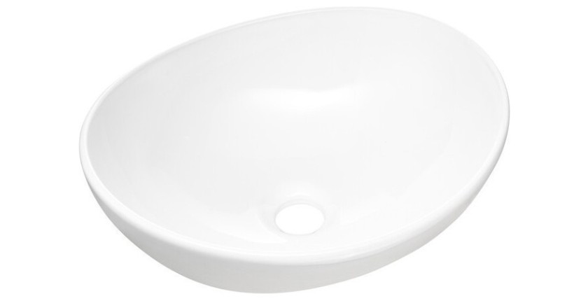 Vasque à poser ovale 40,5x33 cm blanc brillant en céramique