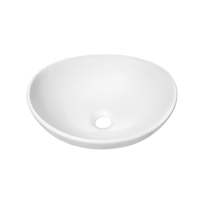 Lavabo da appoggio ovale 40,5x33 cm bianco lucido in ceramica