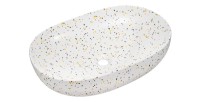 Vasque à poser ovale 60x41,5 cm blanc moucheté multicolore en céramique mate