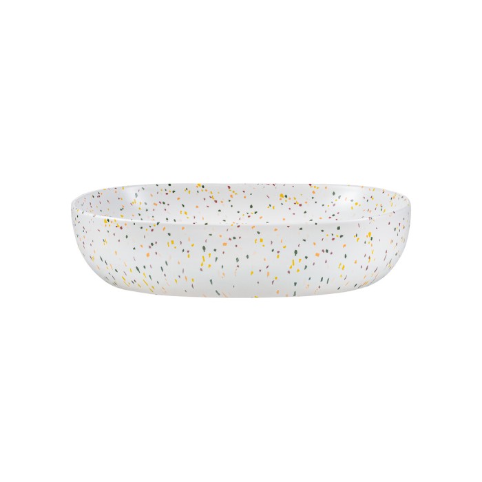 Lavabo da appoggio ovale 60x41,5 cm bianco maculato multicolore in ceramica opaca