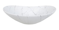 Vasque à poser ovale 61,5x36 cm blanc effet marbre en céramique mate