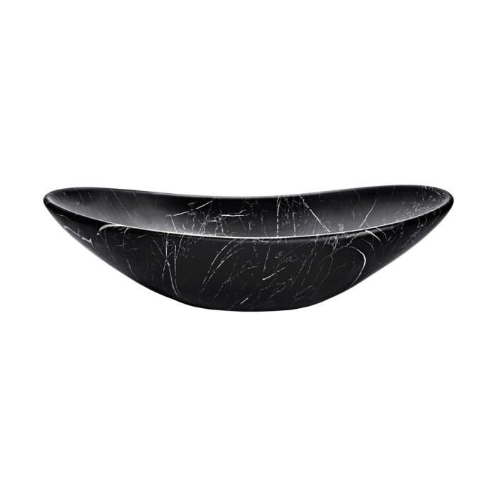 Vasque à poser ovale 61,5x36 cm noir effet marbre en céramique mate