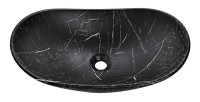 Vasque à poser ovale 61,5x36 cm noir effet marbre en céramique mate