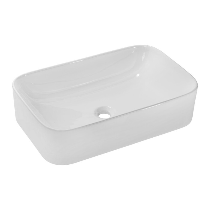 Vasque à poser rectangulaire 61x38 cm blanc brillant en céramique