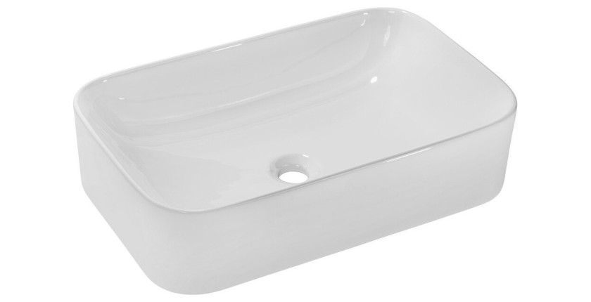 Vasque à poser rectangulaire 61x38 cm blanc brillant en céramique