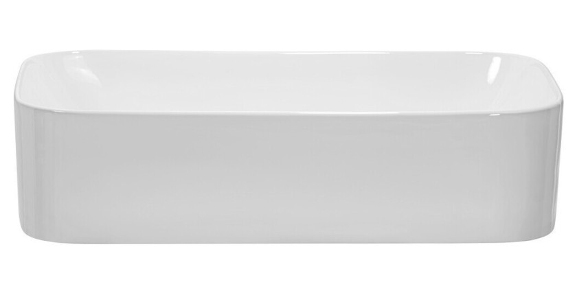 Vasque à poser rectangulaire 61x38 cm blanc brillant en céramique
