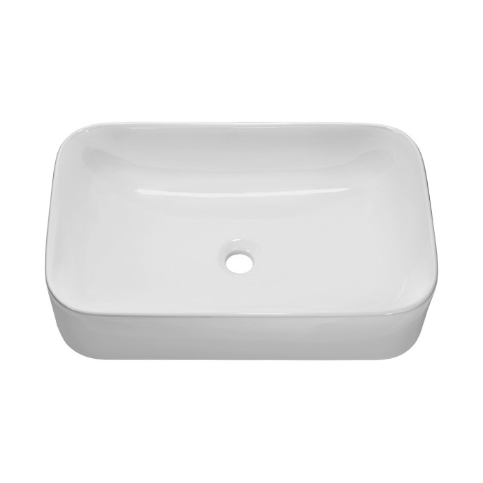 Vasque à poser rectangulaire 61x38 cm blanc brillant en céramique