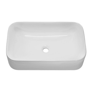 Vasque à poser rectangulaire 61x38 cm blanc brillant en céramique