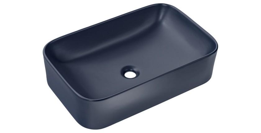 Vasque à poser rectangulaire 61x38 cm bleu marine salle de bain
