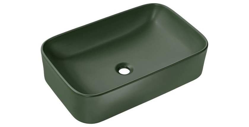 Vasque à poser rectangulaire 61x38 cm vert mat en céramique